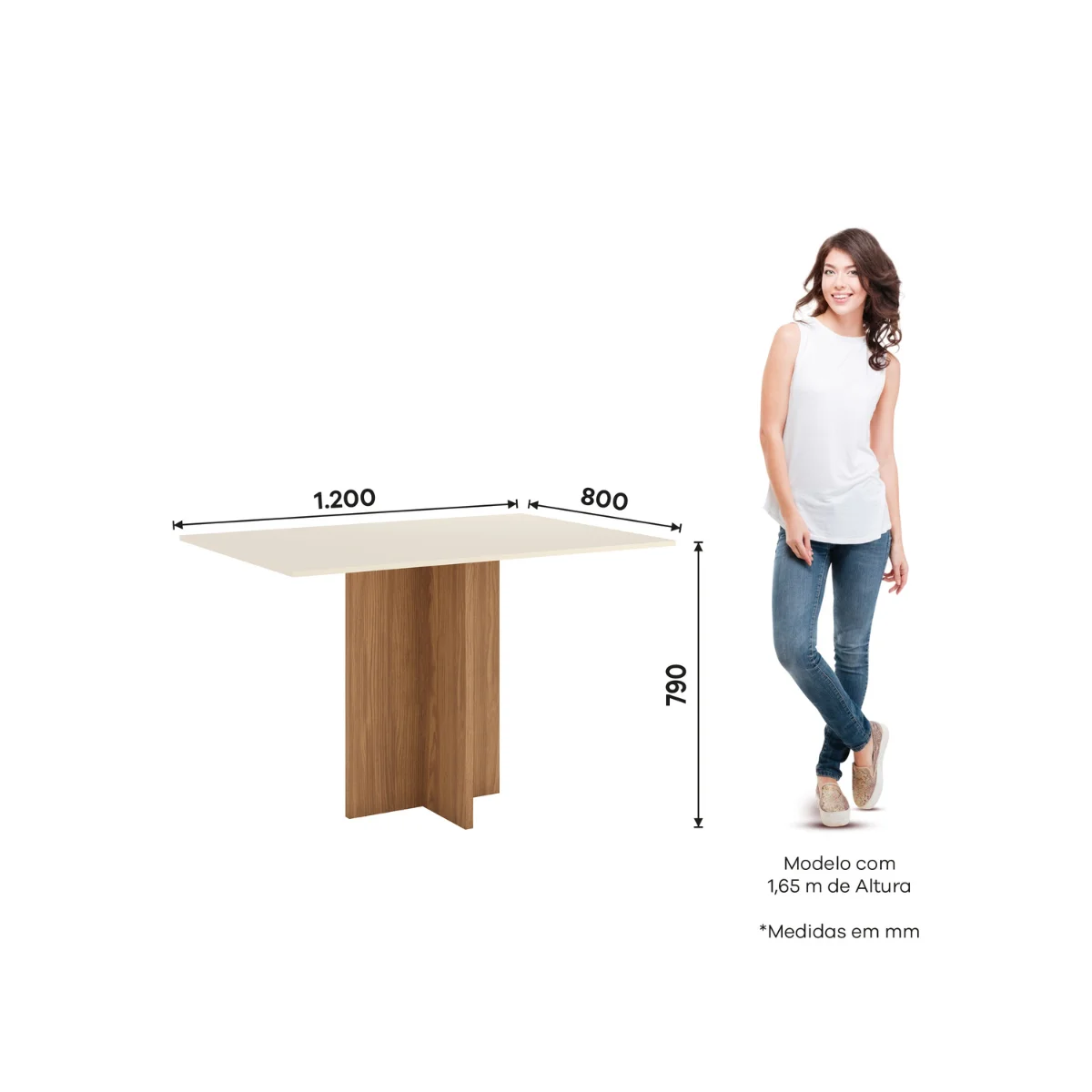 Mesa Kira Nature/Off White Com 4 Cadeiras Milla Linho SE843-507 - Henn
