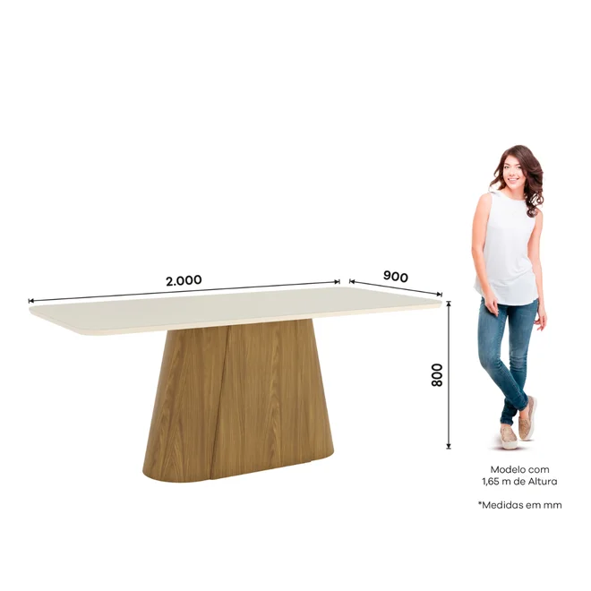 Mesa Olivia Nature/Off White 8 Cadeiras Anne Caramelo/Creme SE842