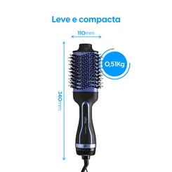 Escova Secadora Agile Glossy 1.300w Bivolt Preto/Azul - Elgin