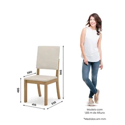 Mesa Natali Nature/Off White Com 4 Cadeiras Milla Linho SE508-507 - Henn
