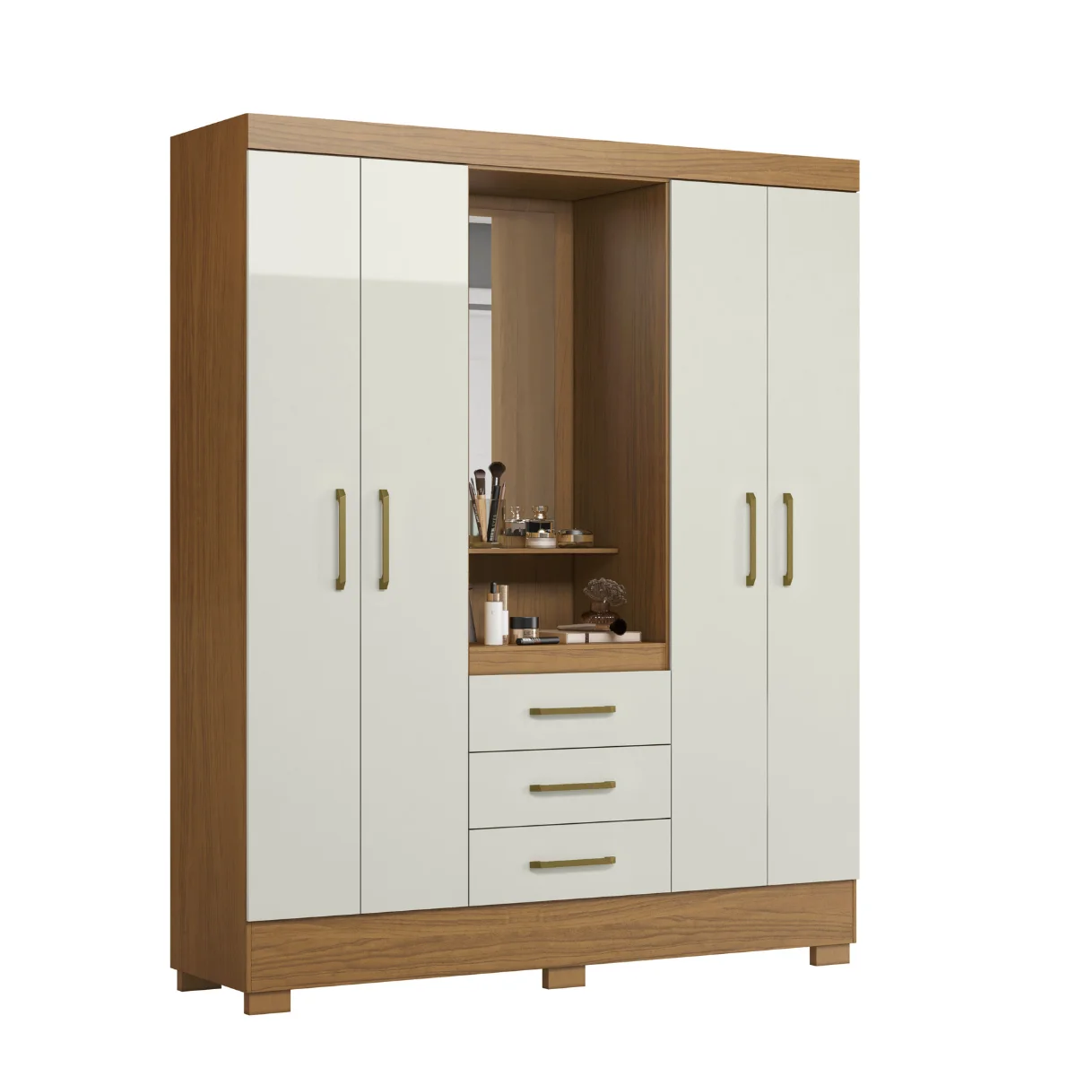 Roupeiro Jurua 4 Portas 3 Gavetas Atacama/Off White 2045150 - MUDI