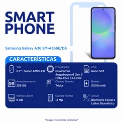 Celular Samsung Galaxy A36 5G 256GB Preto