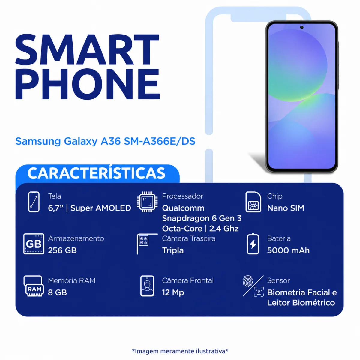 Celular Samsung Galaxy A36 5G 256GB Preto
