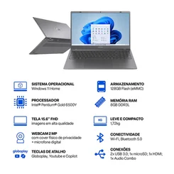 Notebook Ultra Gold 15.6 Polegadas 8GB 128GB UB366 - Multilaser