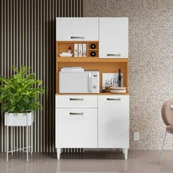 Kit Cozinha Malva Roma 4 Portas 1 Gaveta Cinamomo/Branco - MUDI