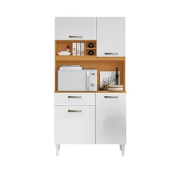 Kit Cozinha Malva Roma 4 Portas 1 Gaveta Cinamomo/Branco - MUDI