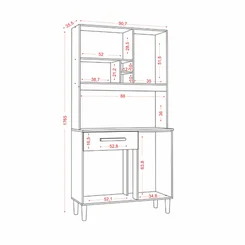 Kit Cozinha Malva Roma 4 Portas 1 Gaveta Cinamomo/Branco - MUDI