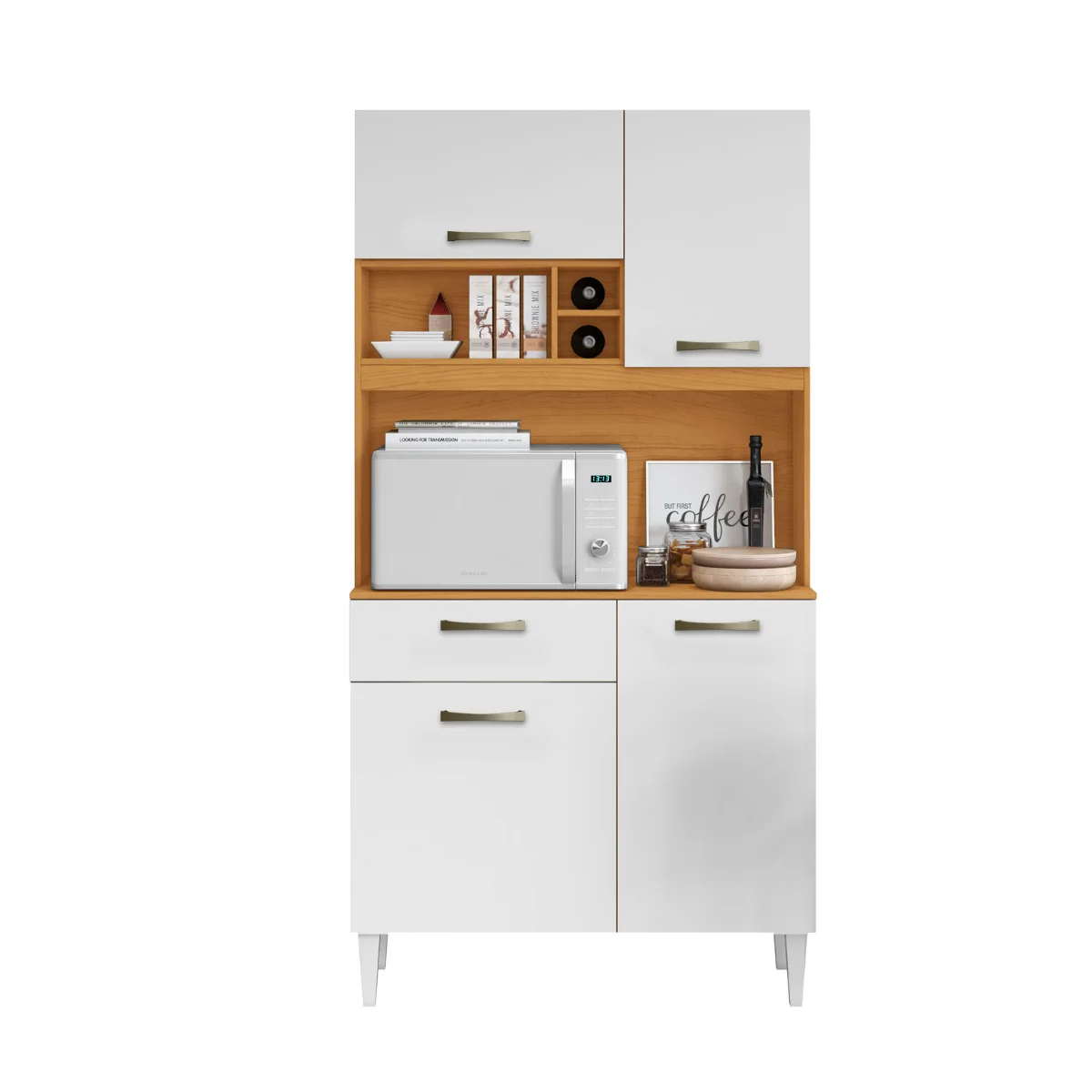 Kit Cozinha Malva Roma 4 Portas 1 Gaveta Cinamomo/Branco - MUDI