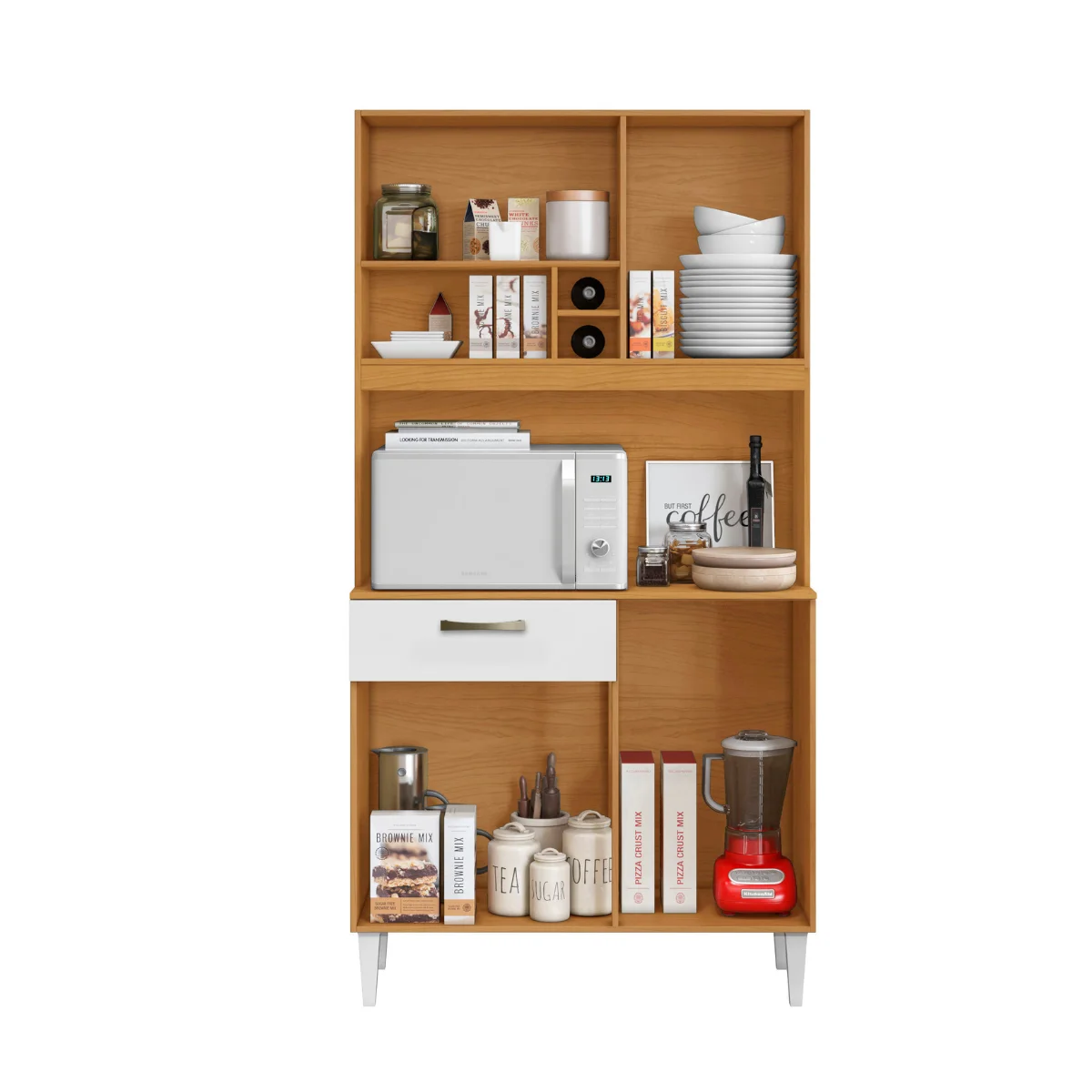 Kit Cozinha Malva Roma 4 Portas 1 Gaveta Cinamomo/Branco - MUDI