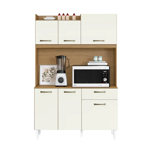 Kit Cozinha AV Berlim 6 Portas 1 Gaveta Atacama/Off White - MUDI
