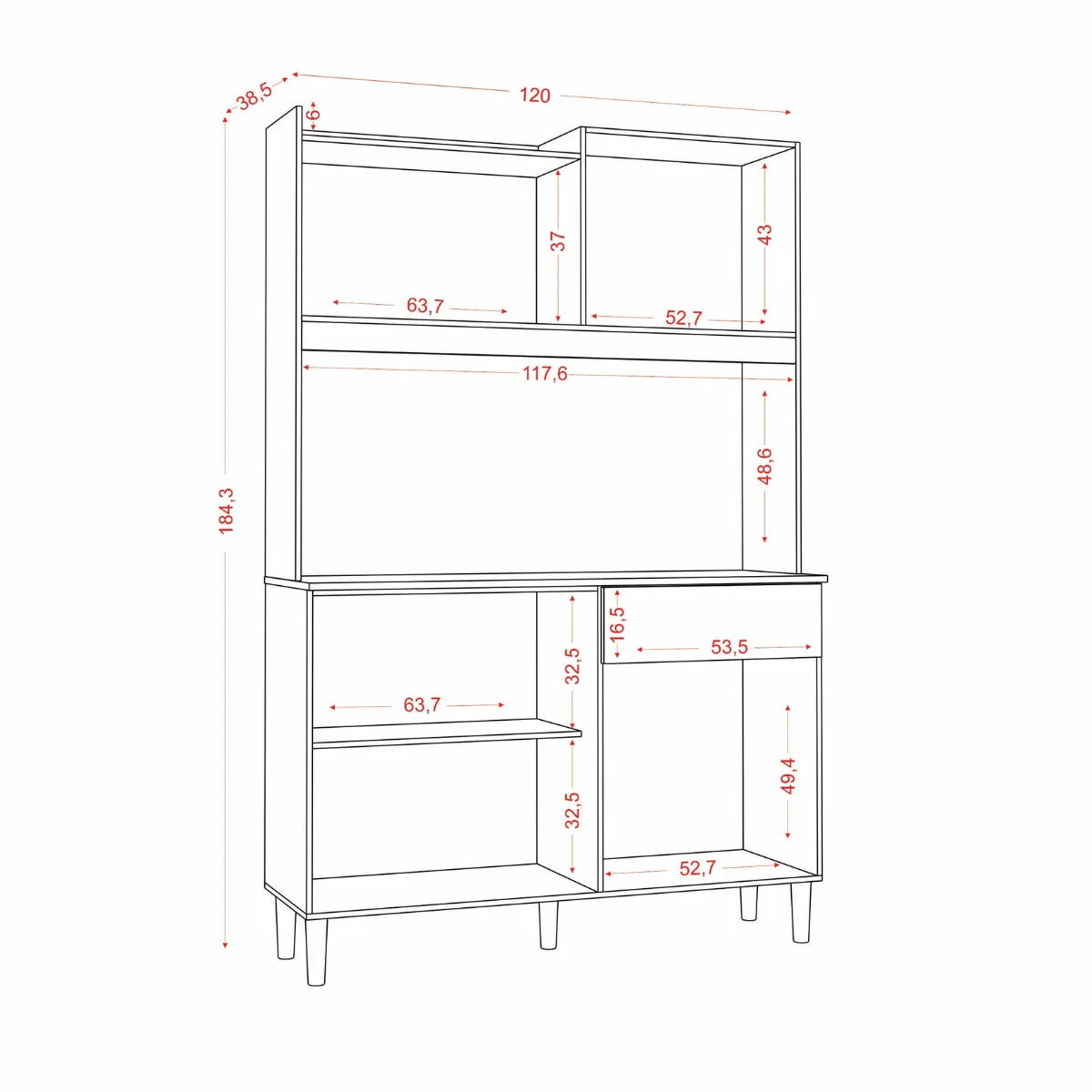 Kit Cozinha AV Berlim 6 Portas 1 Gaveta Atacama/Off White - MUDI