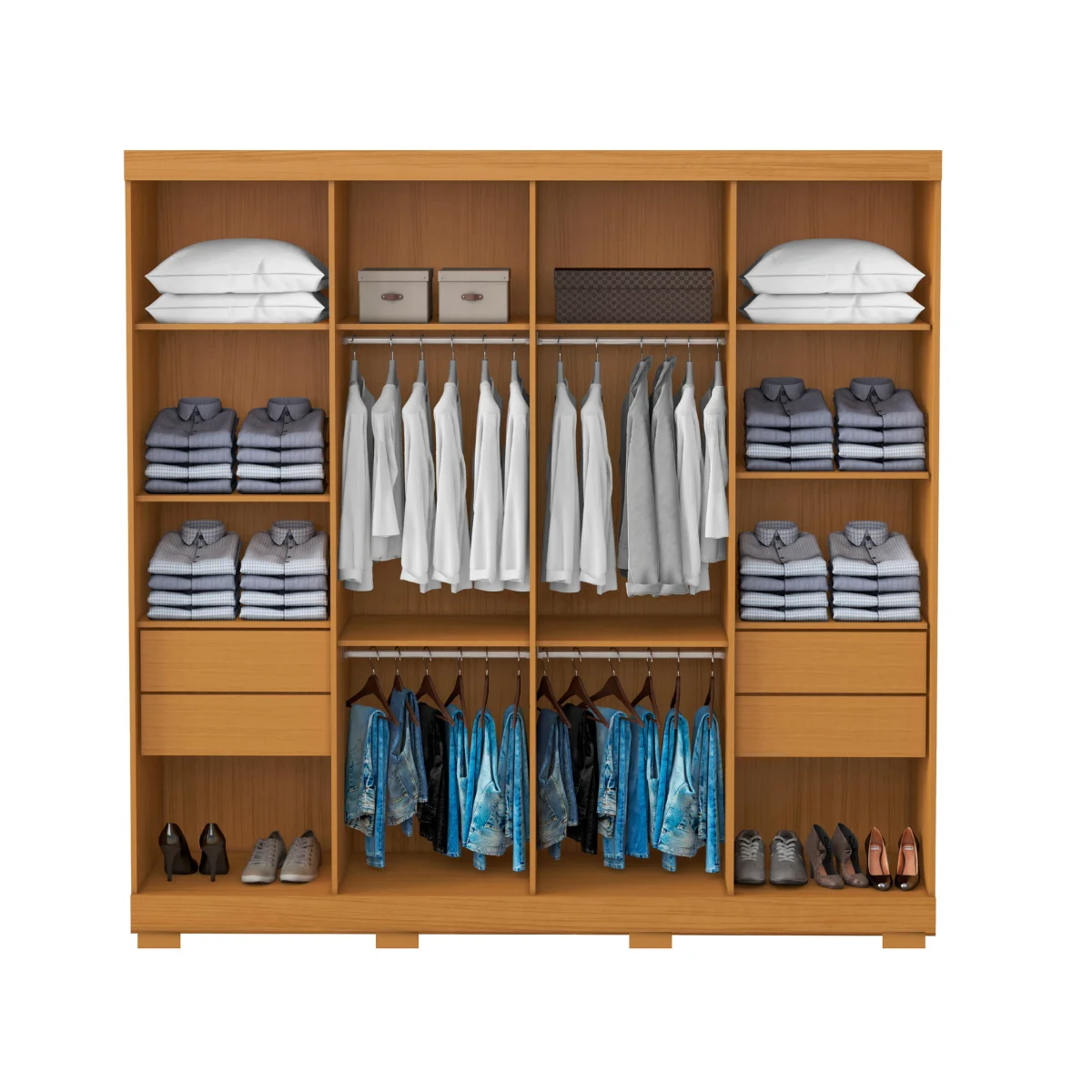 Roupeiro Dubai 8 Portas 4 Gavetas 2030288-944 Cinamomo/Off White - MUDI