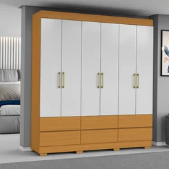 Roupeiro Marrocos 6 Portas 6 Gavetas 2045156-944 Cinamomo/Off White - MUDI