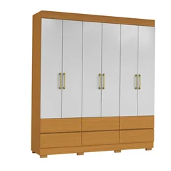 Roupeiro Marrocos 6 Portas 6 Gavetas 2045156-944 Cinamomo/Off White - MUDI