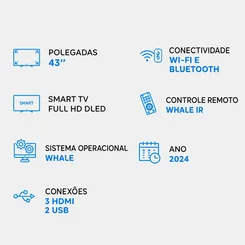 Smart TV 43” EFL HD DLED FHD 43SX800FD Bivolt