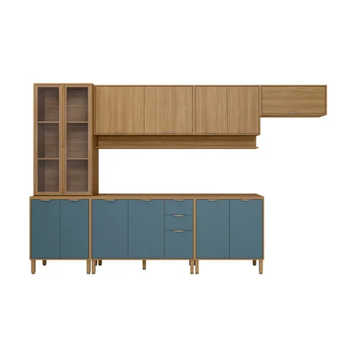 Cozinha Linha Colors 6 Peças 7015 Freijo/Azul Secreto 9055 - Kits Paraná