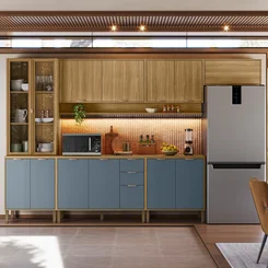 Cozinha Linha Colors 6 Peças 7015 Freijo/Azul Secreto 9055 - Kits Paraná