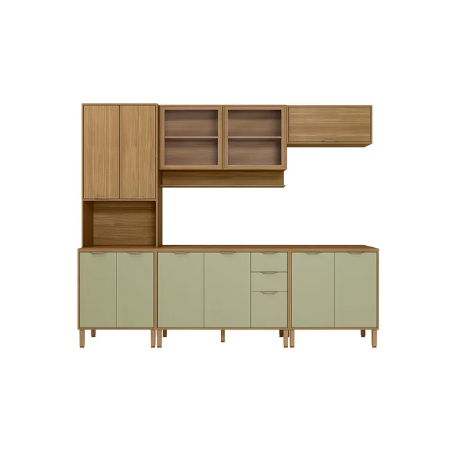Cozinha Linha Colors 5 Peças 7017 Freijo/Alecrim 9057 - Kits Paraná
