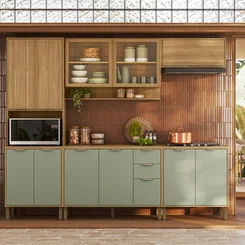 Cozinha Linha Colors 5 Peças 7017 Freijo/Alecrim 9057 - Kits Paraná