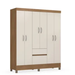 Roupeiro Solimões 6 Portas 2 Gavetas Amêdola/Off White 62921MD-140 - MUDI