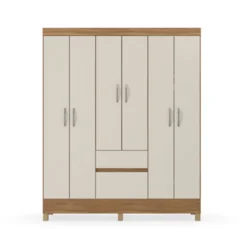 Roupeiro Solimões 6 Portas 2 Gavetas Amêdola/Off White 62921MD-140 - MUDI