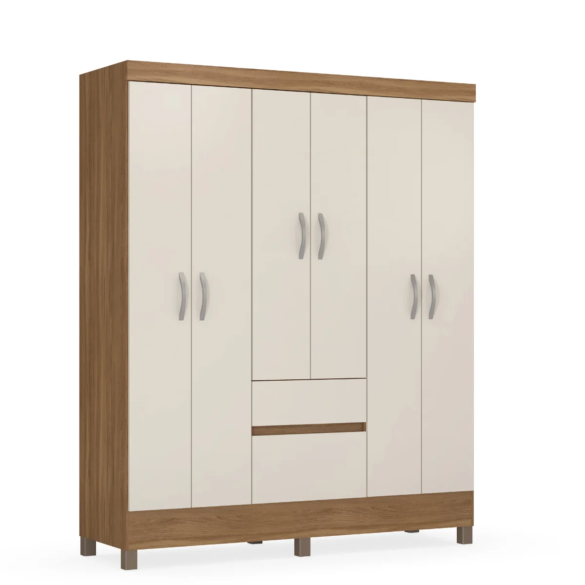 Roupeiro Solimões 6 Portas 2 Gavetas Amêdola/Off White 62921MD-140 - MUDI