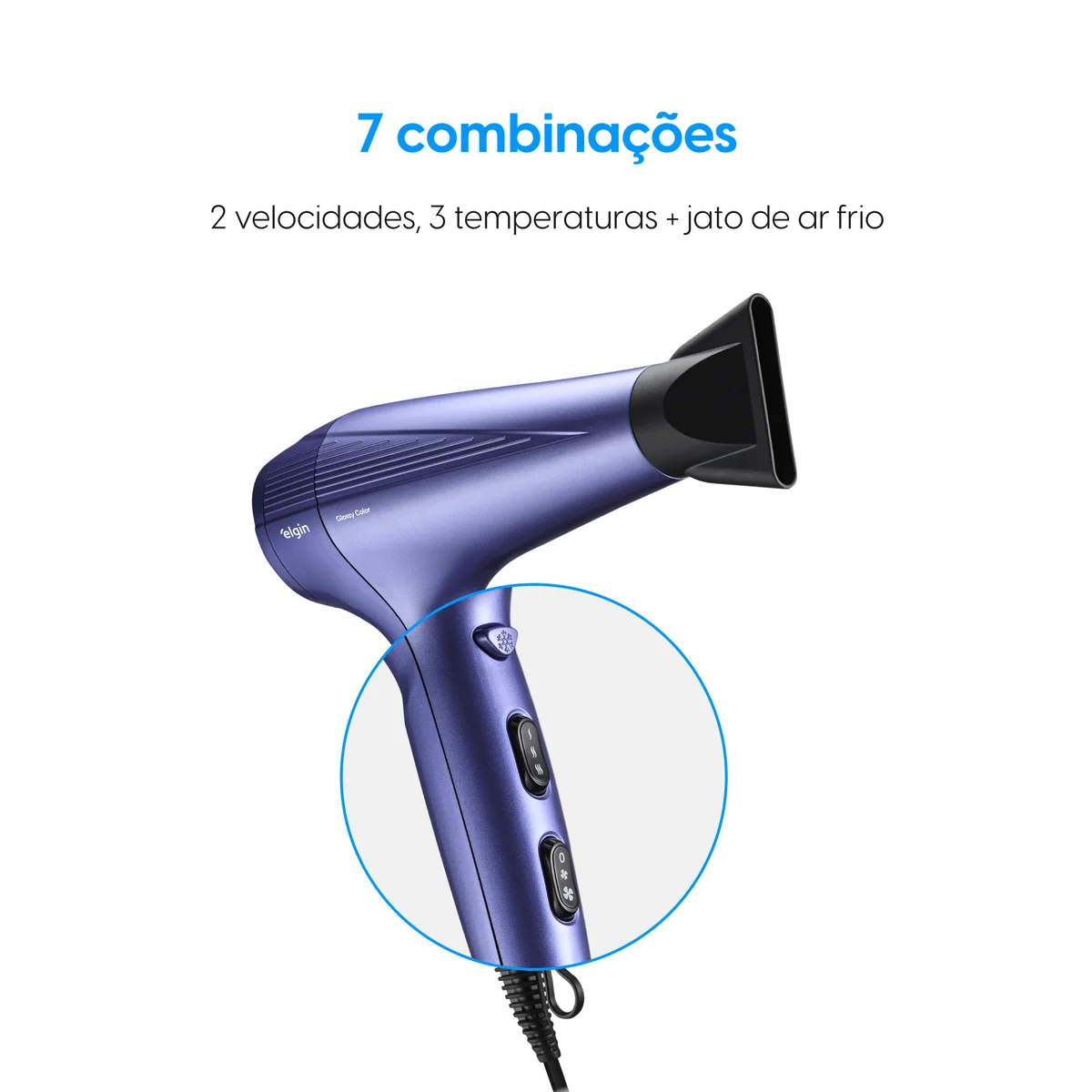 Secador De Cabelo Glossy Color SEB20 127V Roxo - Elgin