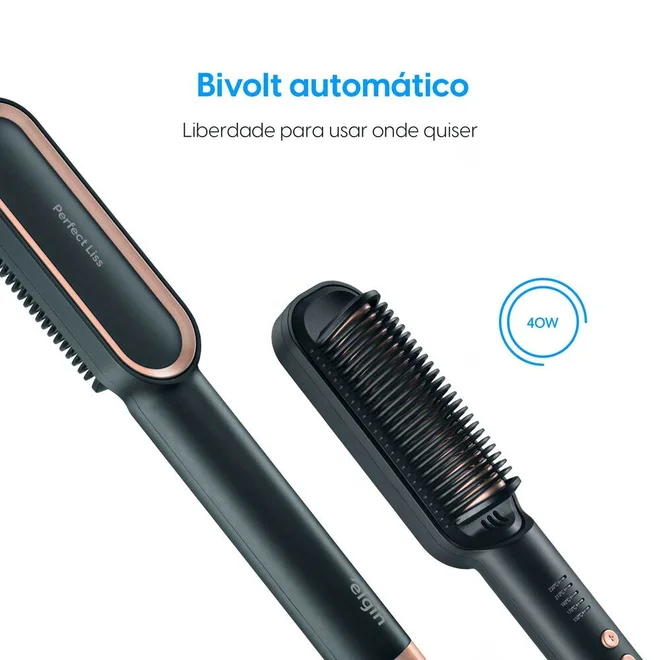 Escova Alisadora Perfect Liss Bivolt 42ELIS00 Preto - Elgin