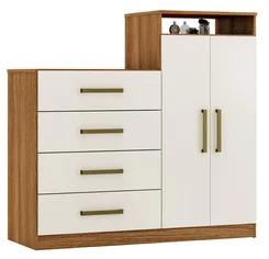 Cômoda Áurea 2 Portas 4 Gavetas 4270PE-140 Amêndola/Off White