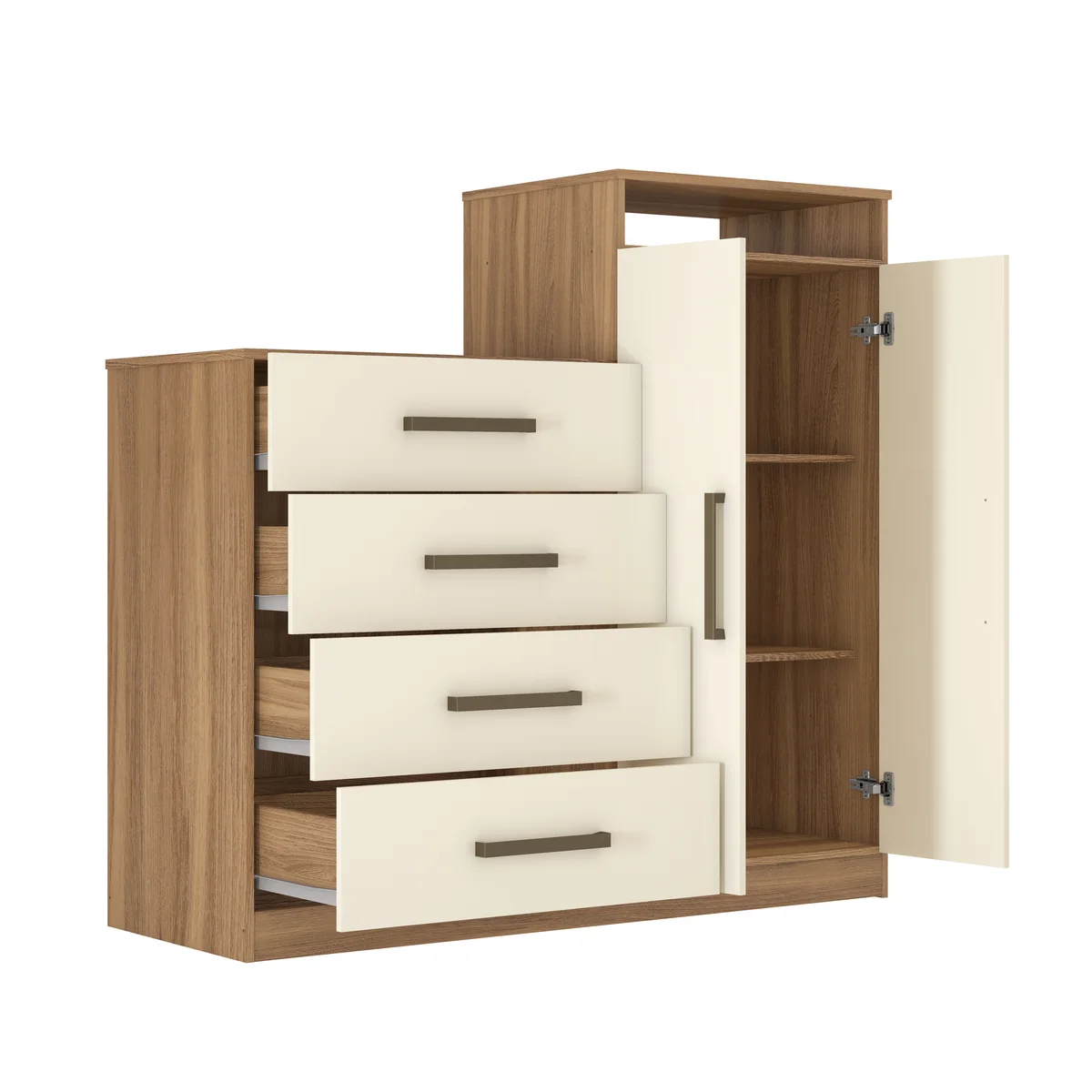 Cômoda Áurea 2 Portas 4 Gavetas 4270PE-140 Amêndola/Off White