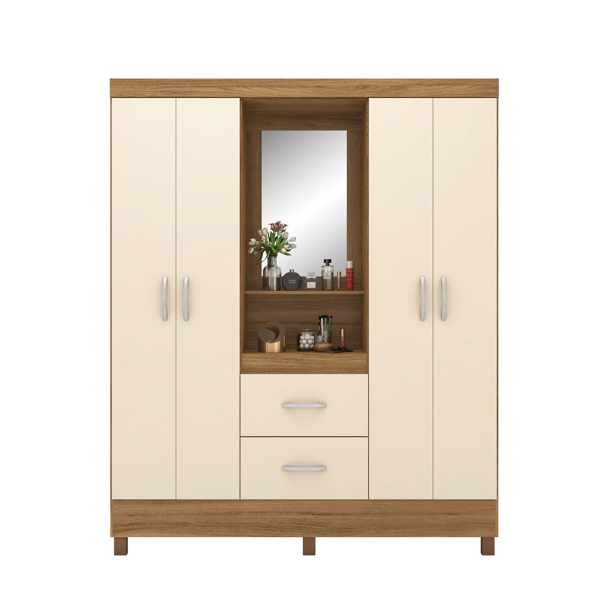 Roupeiro Capelinha Amazonas 4 Portas 2 Gavetas 42221MD-140 Amêdola/Off White