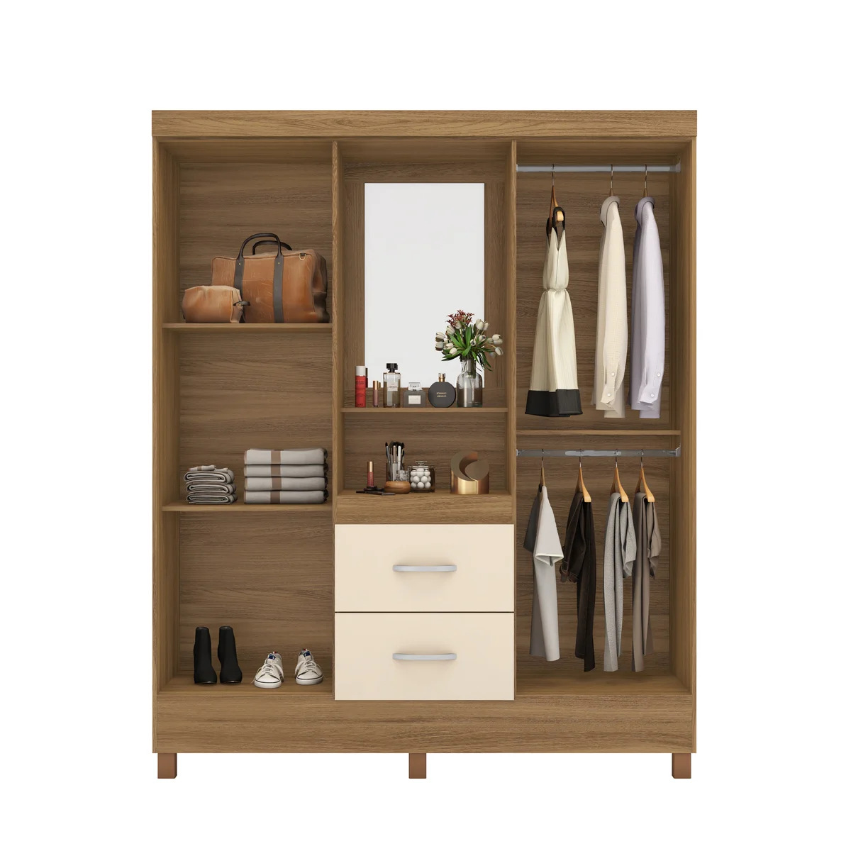 Roupeiro Capelinha Amazonas 4 Portas 2 Gavetas 42221MD-140 Amêdola/Off White